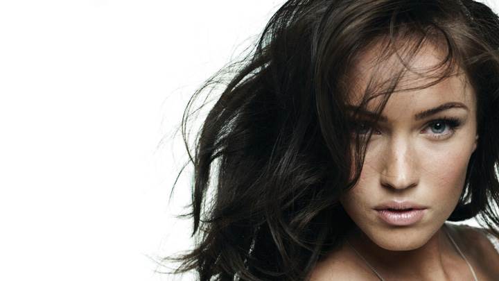 Megan Fox Looking Front N Black Hairs Face Closeup